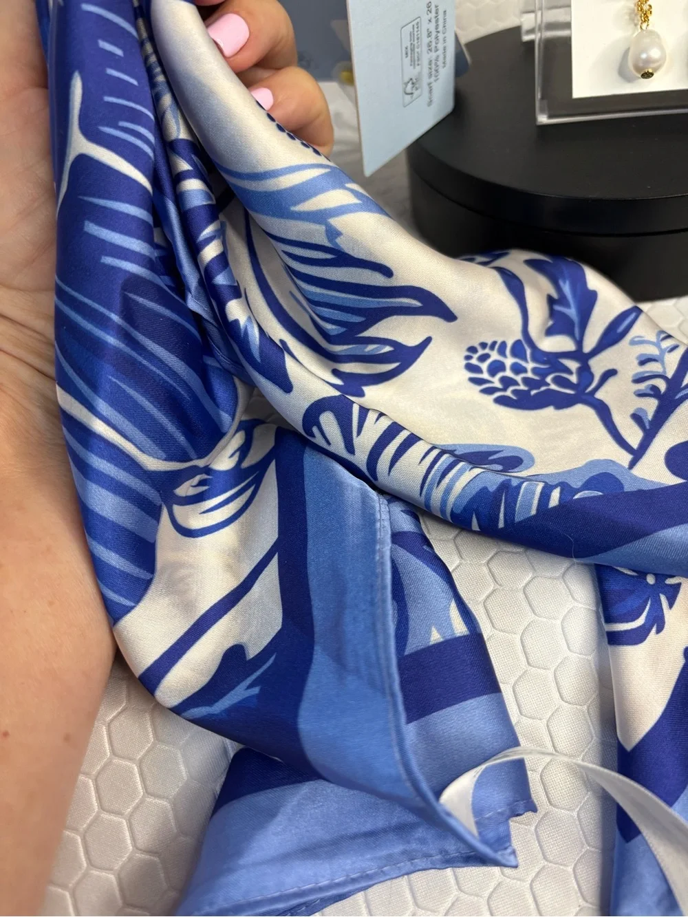 Tory Burch Drop Earrings with Blue Crystals and Pearls and Fashion Scarf NWT
